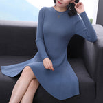 Women Long Sleeve Sweater Dress - LAVISHTO