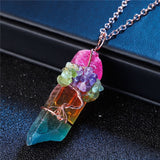 7 Chakra Rainbow Natural Stone Pendant - LAVISHTO