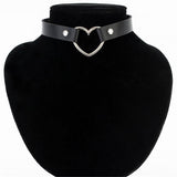 Gothic Leather Heart Choker Necklace - LAVISHTO